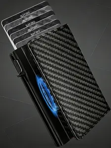 New Anti-Theft Automatic Card Holder, Men's Business Magnetic Protection Name Badge Case, Multi-Card Slot Metal Wallet
