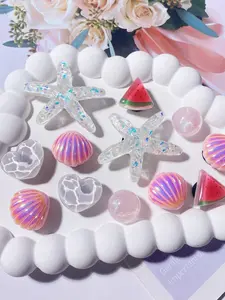 12 Piece Starfish Shell Water Ripple Heart Strawberry Shoe Charms DIY Decorations, Women's Sandals Slippers Beach Bag Accessories