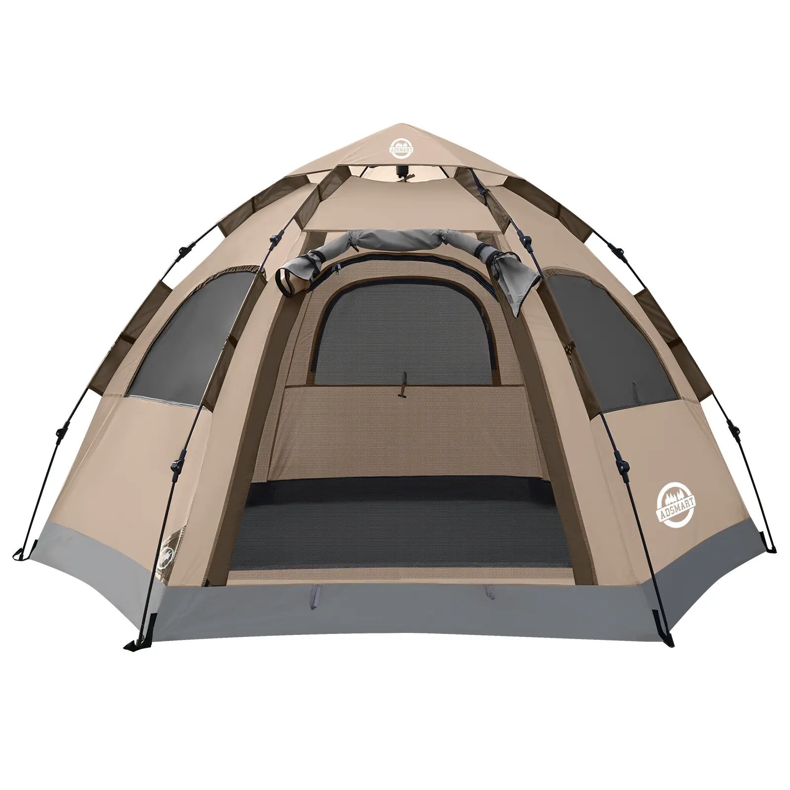 ADSMART Multi-Size Frame Tent - Waterproof, Instant Setup Camping Tent with Carry Bag, Fits 1-5 Ppl, Sun Protection, Unisex for Outdoor Hiking, Backpacking