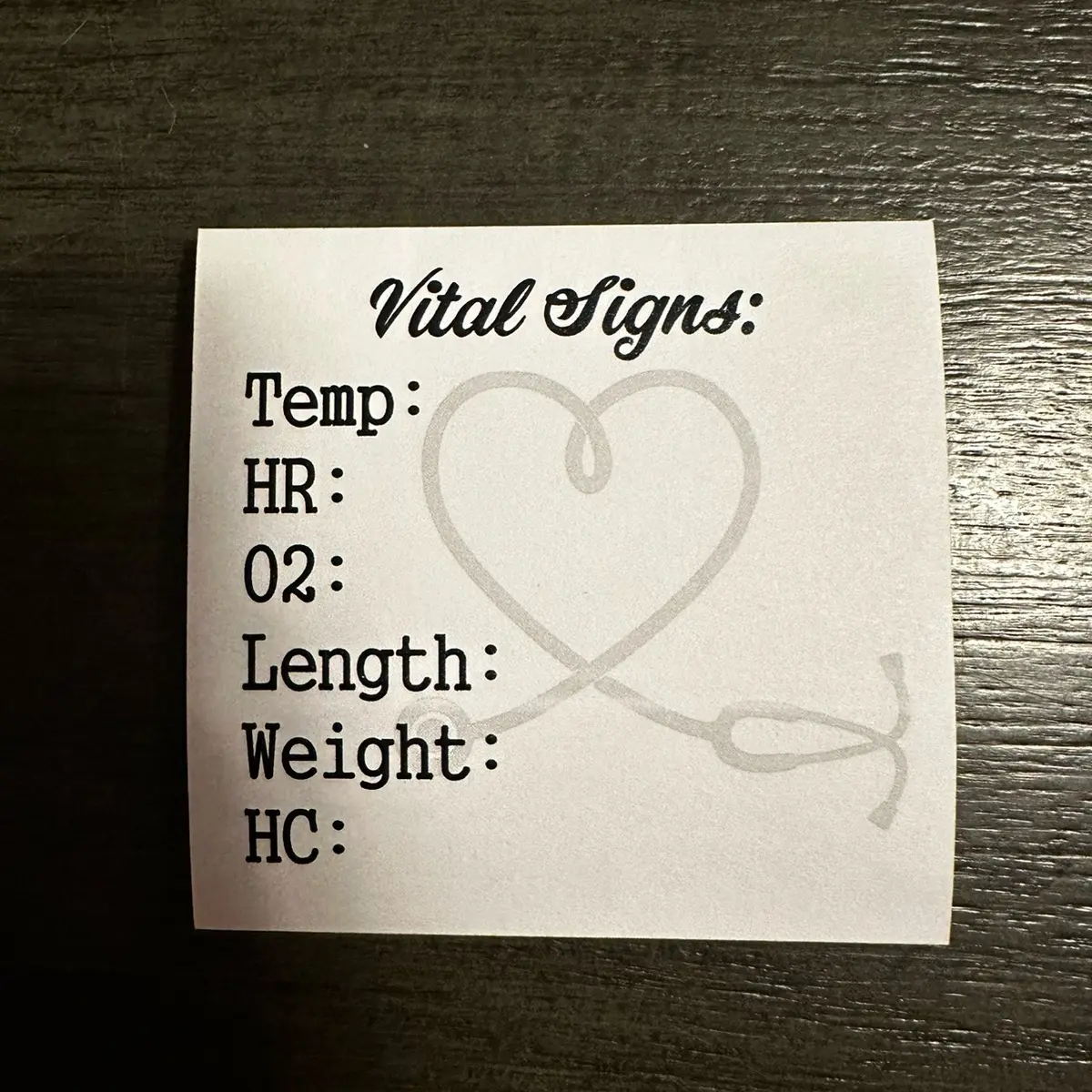Vital Signs Sticky Notes for Infants!