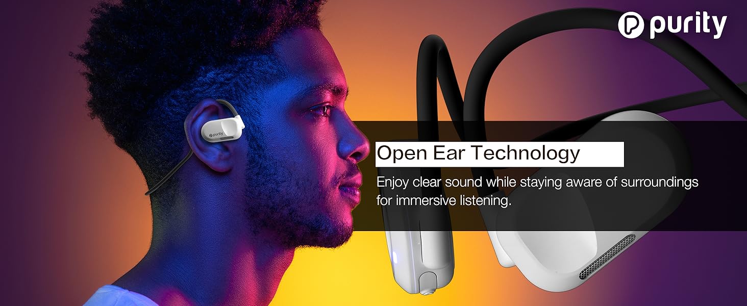 Purity Air Open Ear Earphones – TikTok Viral Wireless Bluetooth Headphones with Dual Mic Noise Cancelling, True Air Conduction for Sports & Daily Use, Sweat Resistant Long Wearing Comfort