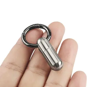 TGZUO Waterproof Mini Titanium Alloy Pill Holder Keychain, Silver Color Portable Container for Travel, Durable Lightweight Storage Solution, Gift a zinc alloy keychain