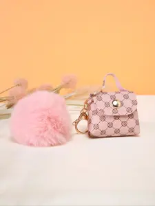 Mini Ball Earphone Bag Charm Pendant, Unique Appeal Accessory, Vintage Print Purse Decoration, Stylish Handbag Ornament