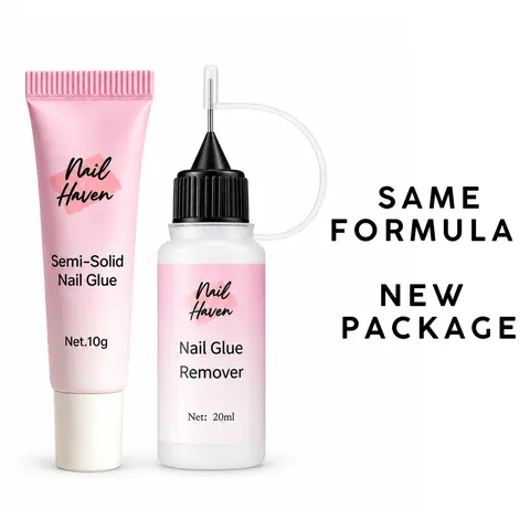 Nail Haven | Semi Solid Glue 10G Extra Thick Nail Glue 10G| Nail Glue Remover 20ml With Pinpoint | Combo| Non-Acetone Formula  Extra Thick Nail Glue | No Curing Needed |