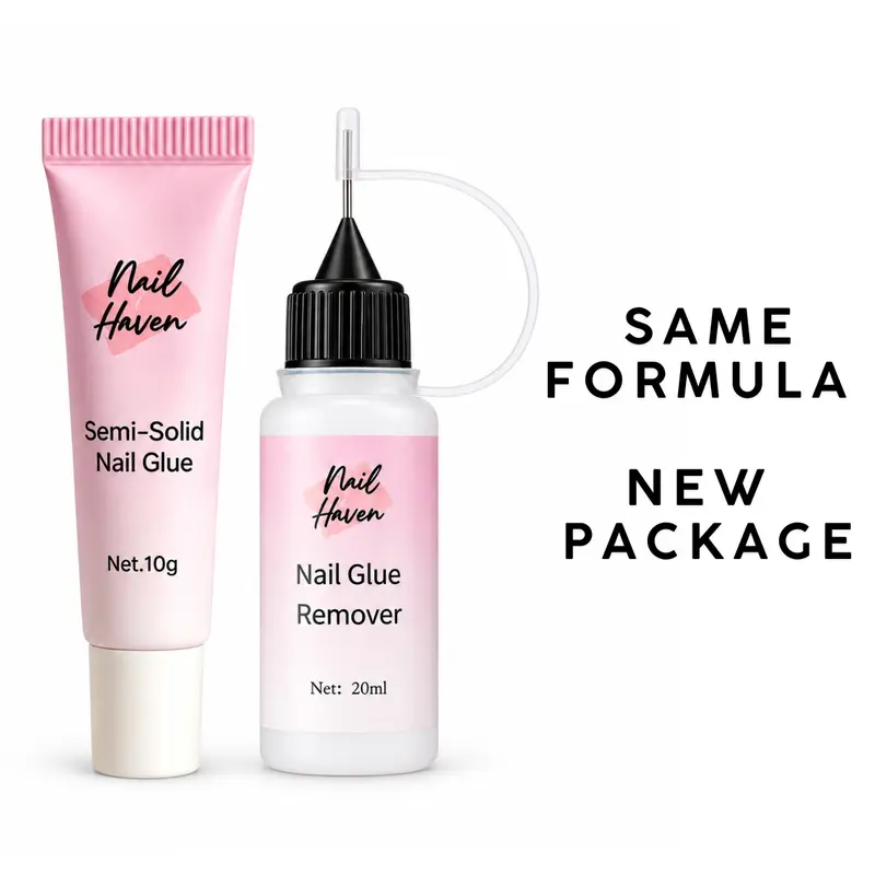 Nail Haven | Semi Solid Glue 10G Extra Thick Nail Glue 10G| Nail Glue Remover 20ml With Pinpoint | Combo| Non-Acetone Formula Extra Thick Nail Glue | No Curing Needed |