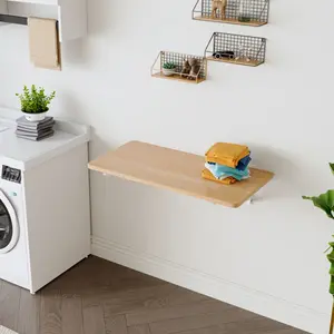 [SOIYELIFE] Laundry Room Folding Table Wall Mounted Folding Table for Small Spaces,Fold Down Desk,Workbench,Addition to Garage & Shed/Office/Laundry Room/Bar/Kitchen & Dining Room,31.5*15.7*6.5 inches.Cool furniture