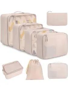 8 Set Packing Cubes Luggage Packing Organizers for Travel Accessories-Cream