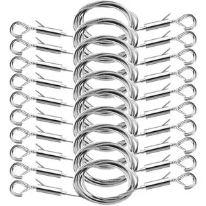 10 count Adjustable Picture Hanging Wire Kit,4.9FT Heavy Duty Stainless Steel Rope  for Hanging Mirrors,Frame,Artwork,Lamps,Birdcages,Basket Flowerpot Hold Up to 66lbs. Organiser Hook