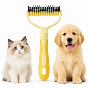 Large stainless steel pet comb, double-sided cat and dog comb, cleaning and grooming hair removal comb, pet supplies detangling comb