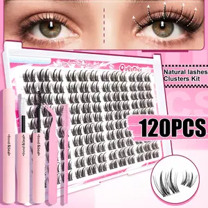 QUEENICE Reusable Self Adhesive Lash Clusters D Curl Manga 3D Anime Wet Look Eyelashes with Glue Tweezers Brush DIY Lash Extensions for Beginners Music Festival Party Wedding Daily Use