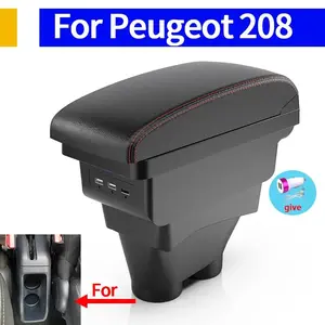 For Peugeot 208 Armrest Box Storage box Car accessories Retrofit parts Interior details Auto Holder  2012-2018