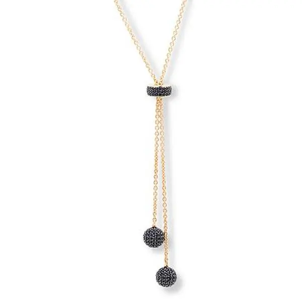 Rarities Fine Jewelry Rarities Gold-Plated Black Spinel Adjustable Bolo Chain Necklace