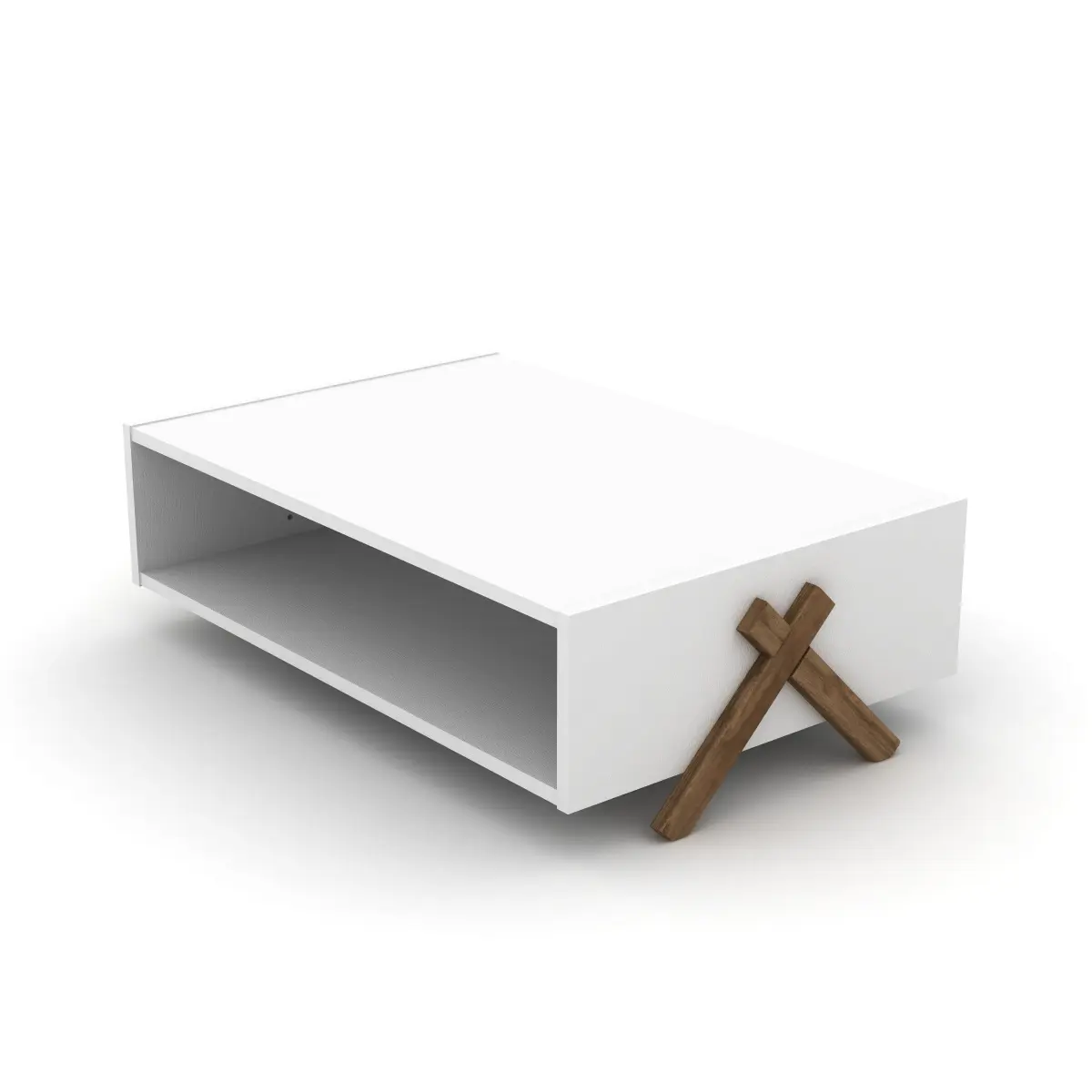 Furnia HD-ON55-RF-KIP-CT-150402 Kipp Furniture Style Coffee Table, Walnut-White Indoor Table & Desk, Furniture Style Coffee Tables