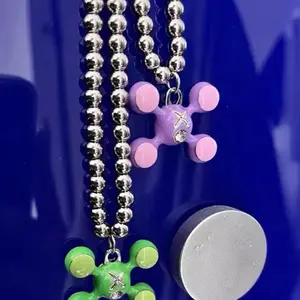 Quad Bead Pendant Silver Necklace High End Niche Jewelry , Quad Pendant Necklace Sterling