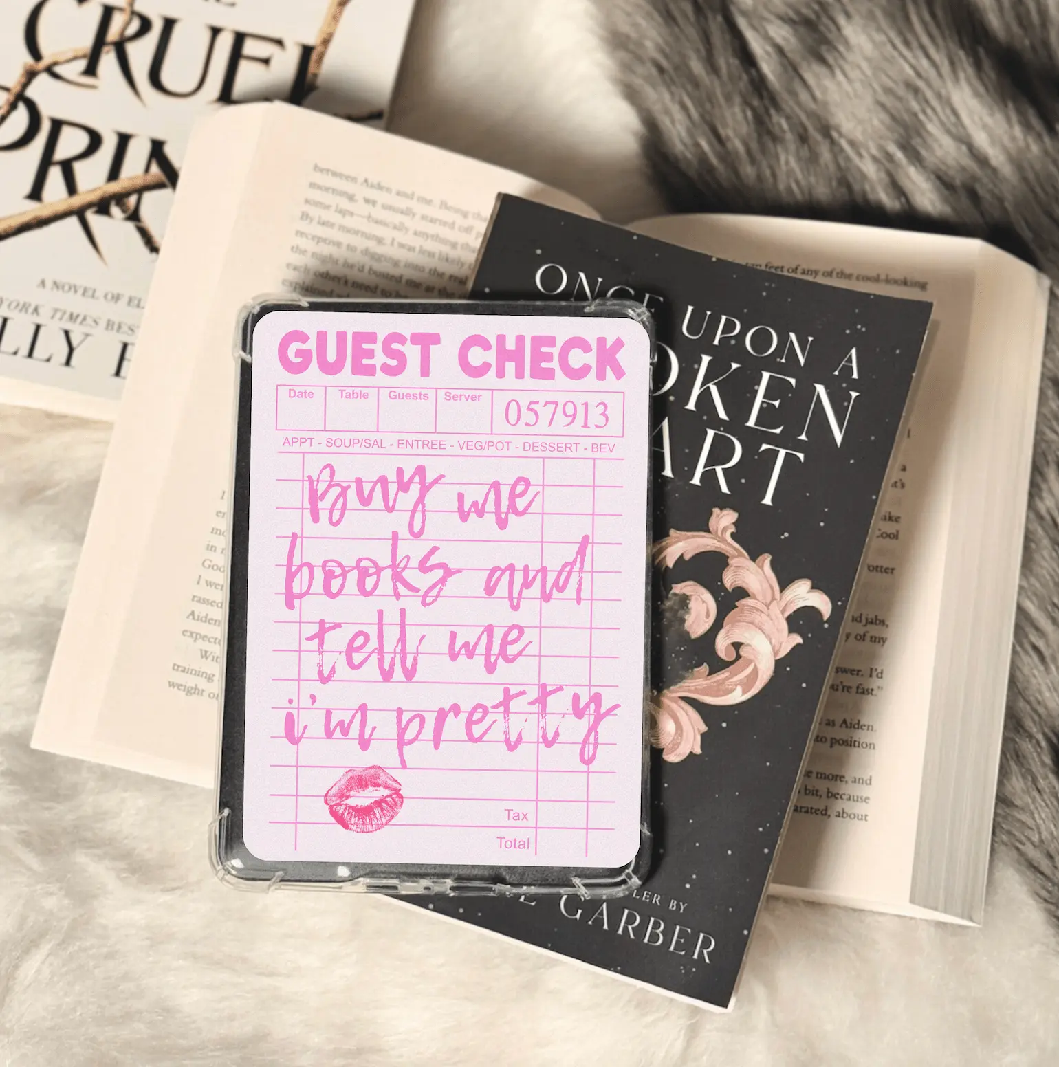 Buy Me Books and Tell Me I'm Pretty Guest Check Kindle Paperwhite Insert Device Smartphone Tablet Digital