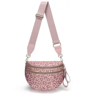 Women's Leopard Pattern Nylon Crossbody Bag,Casual Trendy Moisture-Proof Purse with Shoulder Strap,Chic Crossbody Purse,Crossbody Shoulder Handbag