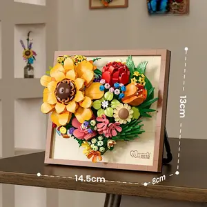 Sunflower Building Blocks Flowers Bouquet Set, Vibrant Floral Home Decor, Creative Artistic Model Kit, Unique Collection Gift