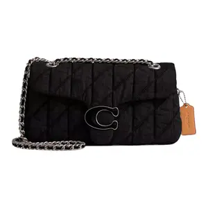 Coach Tabby 26 Quilted Denim Crossbody Shoulder Bag for Women, Magnetic Snap Closure, Black