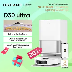 【Flagship Upgrade 2026】 DREAME D30 Ultra Robot Vacuum and Mop, 25,000Pa Powerful Suction, All-in-One Base Station with 100 Days Auto-Empty, MopExtend Tech for Edge Cleaning, Smart Obstacle Avoidance, White
