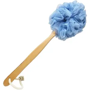 Loofah with Handle, Loofah on a Stick, Shower Sponge with Handle, Bath Brush, Shower Brush for Body, Back Scrubber for Shower Cotton Wooden