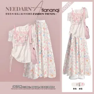 Early Spring Chic Suit, Unique Asymmetric Shoulder Loose Blouse Matching All-match Skort for Ladies
