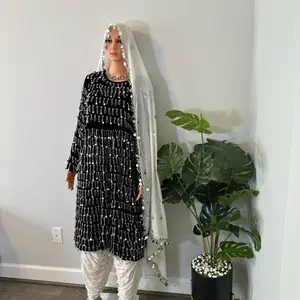 Black Velvet & Silver Beadwork Mommy & Me 3-Piece Matching Set