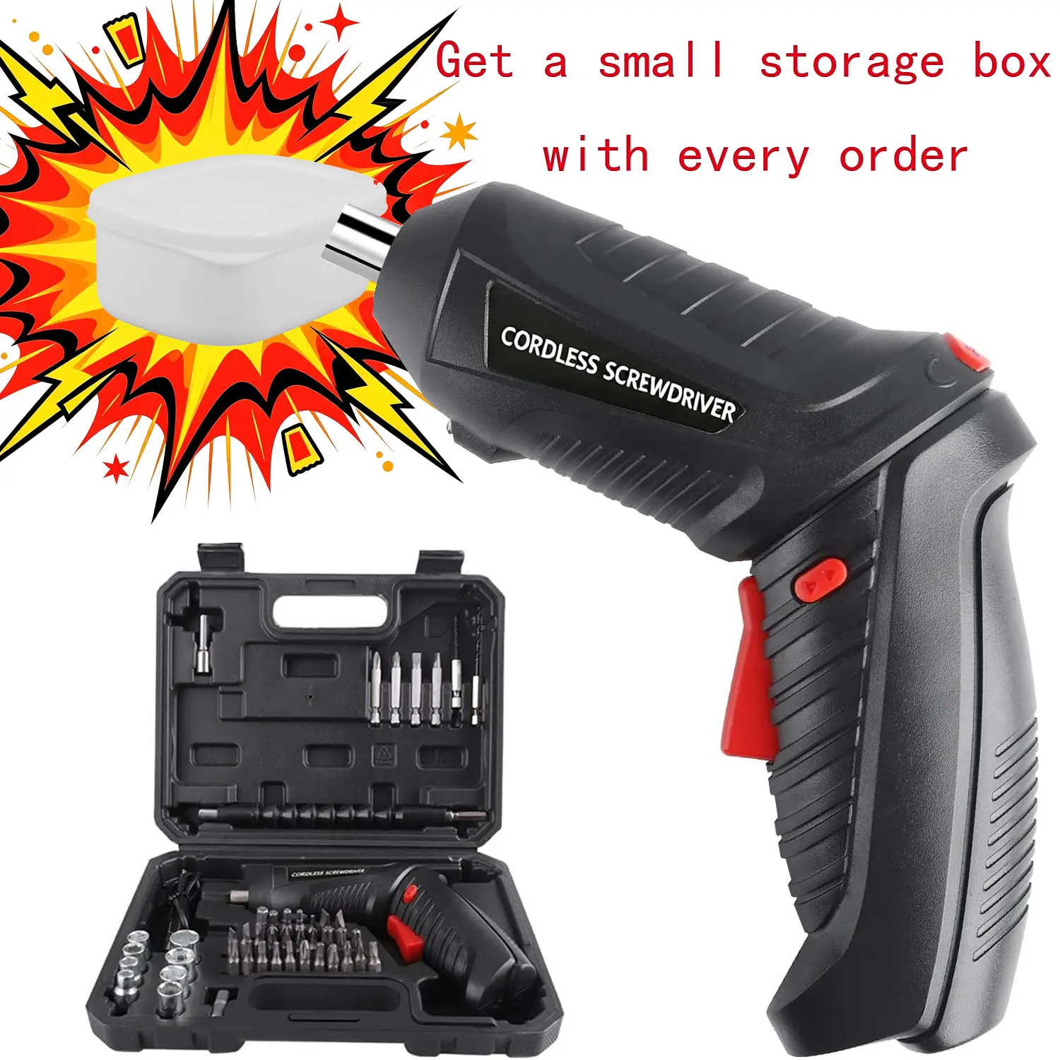 47-in Full Set Cordless Rechargeable Electric Drill Tool Kit, 3.6V, 3.5N.m Max Torque, USB Charging, 44 Drive Positions, Inches-Sized, Ideal for DIY Users, Small Projects, Metal Surfaces Repairs