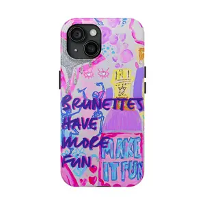Preppy Summer Collage Phone Case for Samsung Galaxy S25 Brunette Girls Cute Hard Tough 2 Piece Protective Phone Cover Aesthetic Fun Design