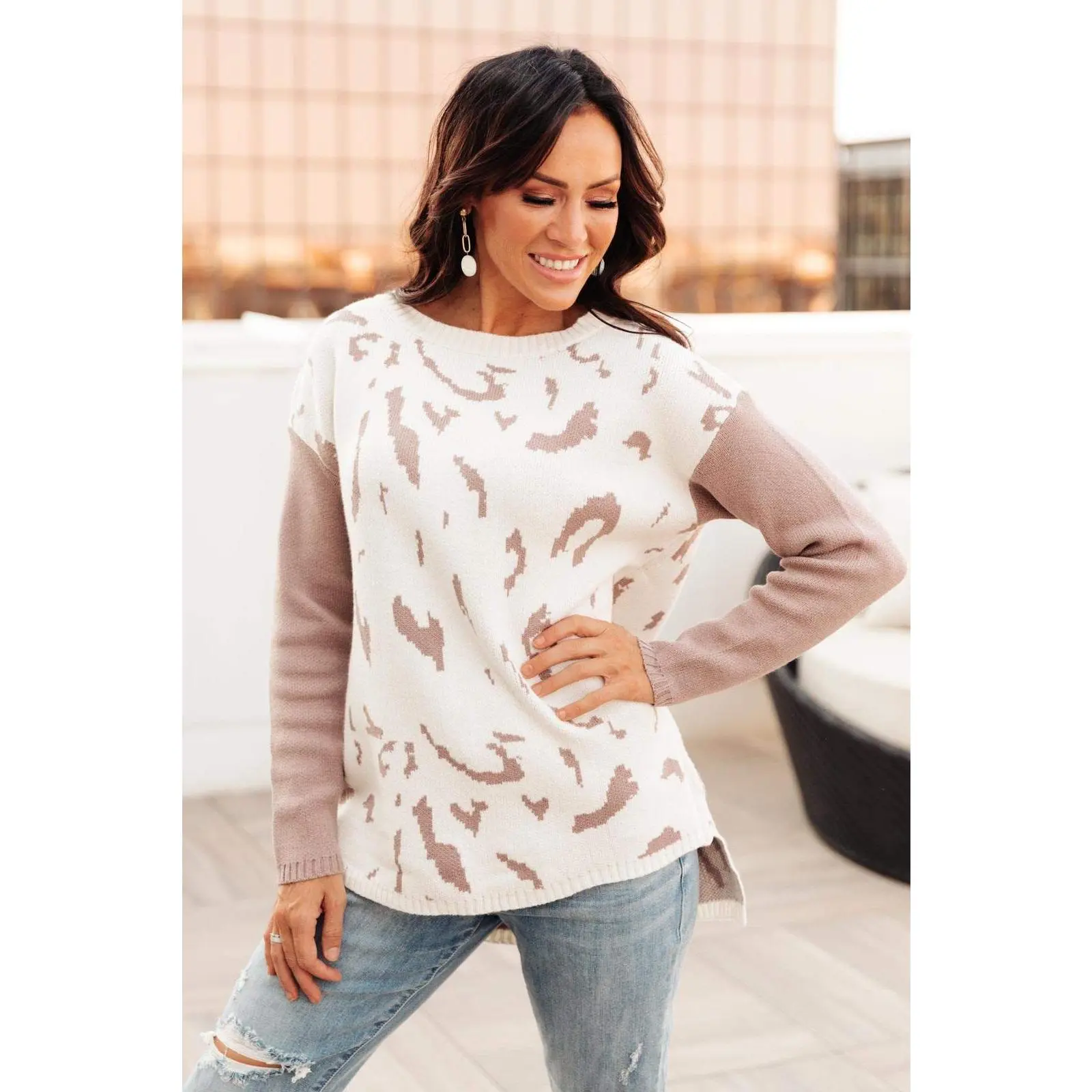 Abstract Animal Print Sweater