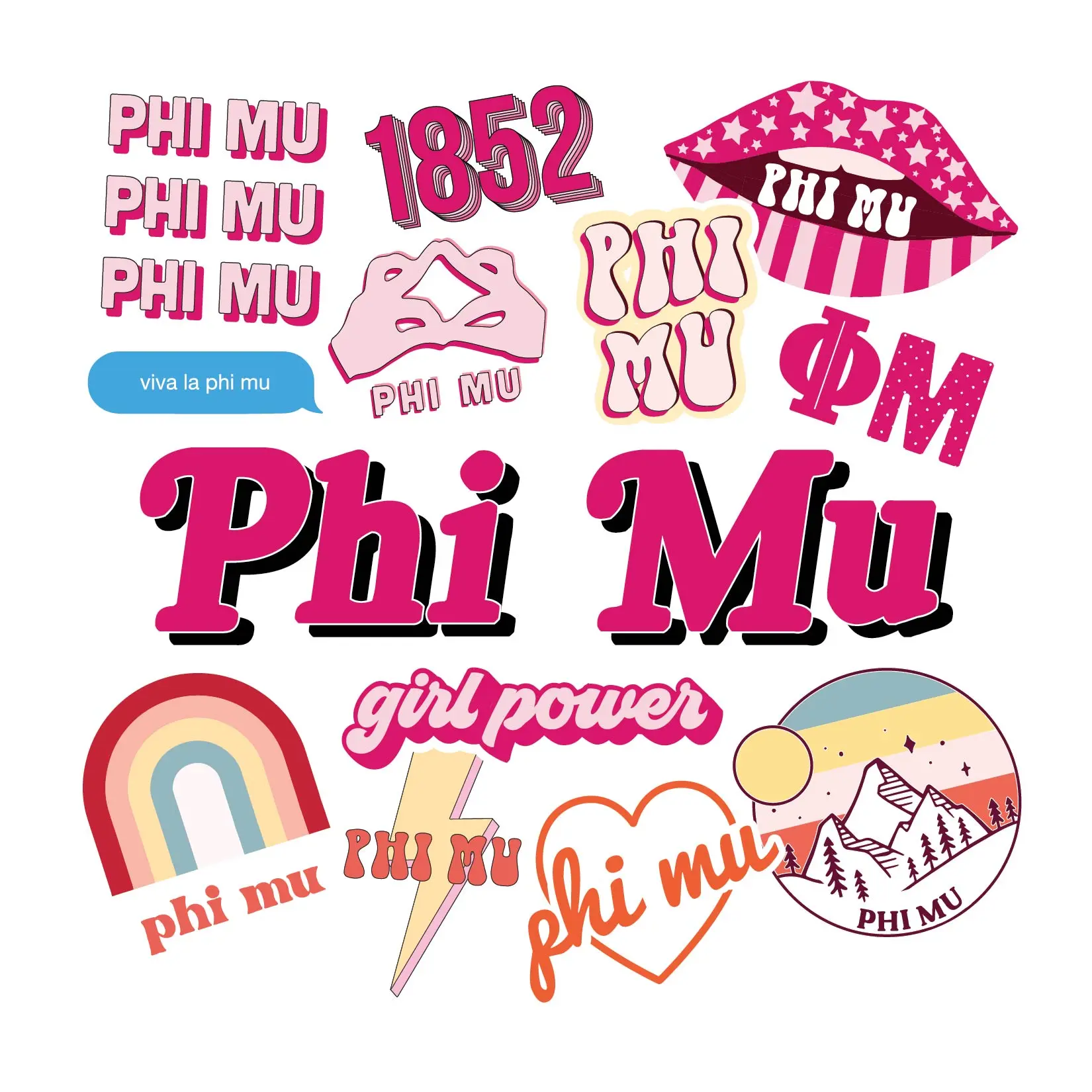 Phi Mu Girl Power Sticker Sheet