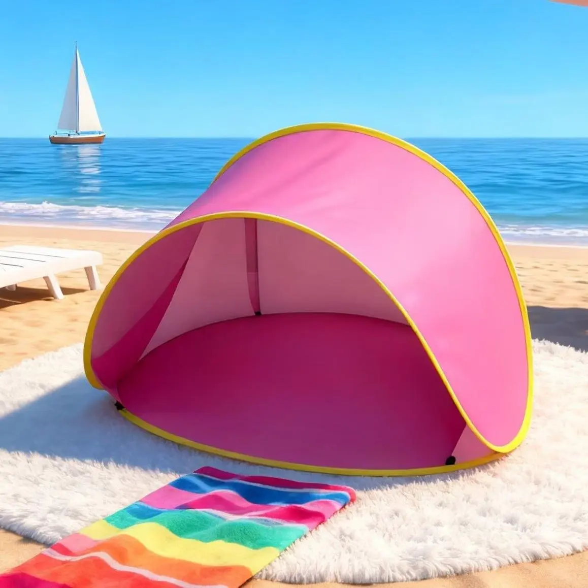 Portable Beach Tent, UV Protective Family Quick Open Tent, Lightweight Foldable Shelter for Beaches, Picnics, Outdoor Activities, Gifts for Kids