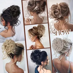 Claw Clip Messy Bun Hair Pieces for Women Messy Wavy Curly Bun Extensions Pleated Bun Hair Clips Synthetic Bun Ponytail Extensions