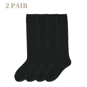 Women's Solid Textured Over The Knee Socks Casual Warm Comfy for Fall & Winter Daily Wear Soft Comfy Hosiery 2 Pair