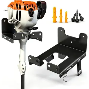 Heavy-Duty Weed Eater & Hedge Trimmer Wall Mount Rack, Garage/Shed Tool Organizer (Black)