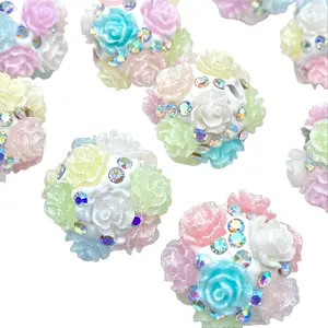 5pc Bed Of Roses Acrylic Beads | Flower Colorful Beading & Jewelry Making Bling Beads DIY Supplies