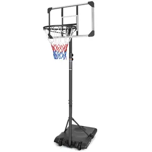 Portable Basketball Goal System with Stable Base and Wheels, Use for Indoor Outdoor Teenagers Youth Height Adjustable 5.6 To 7ft Basketball Hoop 28 Inch Backboard