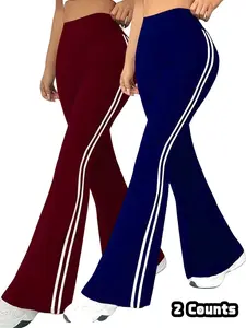 Women's Striped Side High Waist Sports Flare Leg Leggings, Casual Comfy Breathable Bell Bottom Trousers for Yoga Gym Workout Running, Ladies Sportswear for All Seasons，fall clothing women, Sports Casual Pants