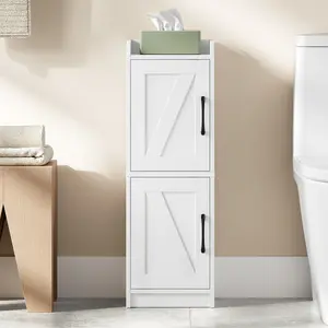 Bathroom Storage Cabinet, Small Corner Floor Cabinet with Door and Shelves, Narrow Bathroom Organizer and Paper Storage with Adjustable Shelves, for Small Spaces