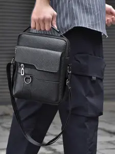 New Men's Crossbody Messenger Bag, Vintage Business Handbag, Adjustable Shoulder Strap, Large Capacity, Durable Leather, Perfect for Office & Travel