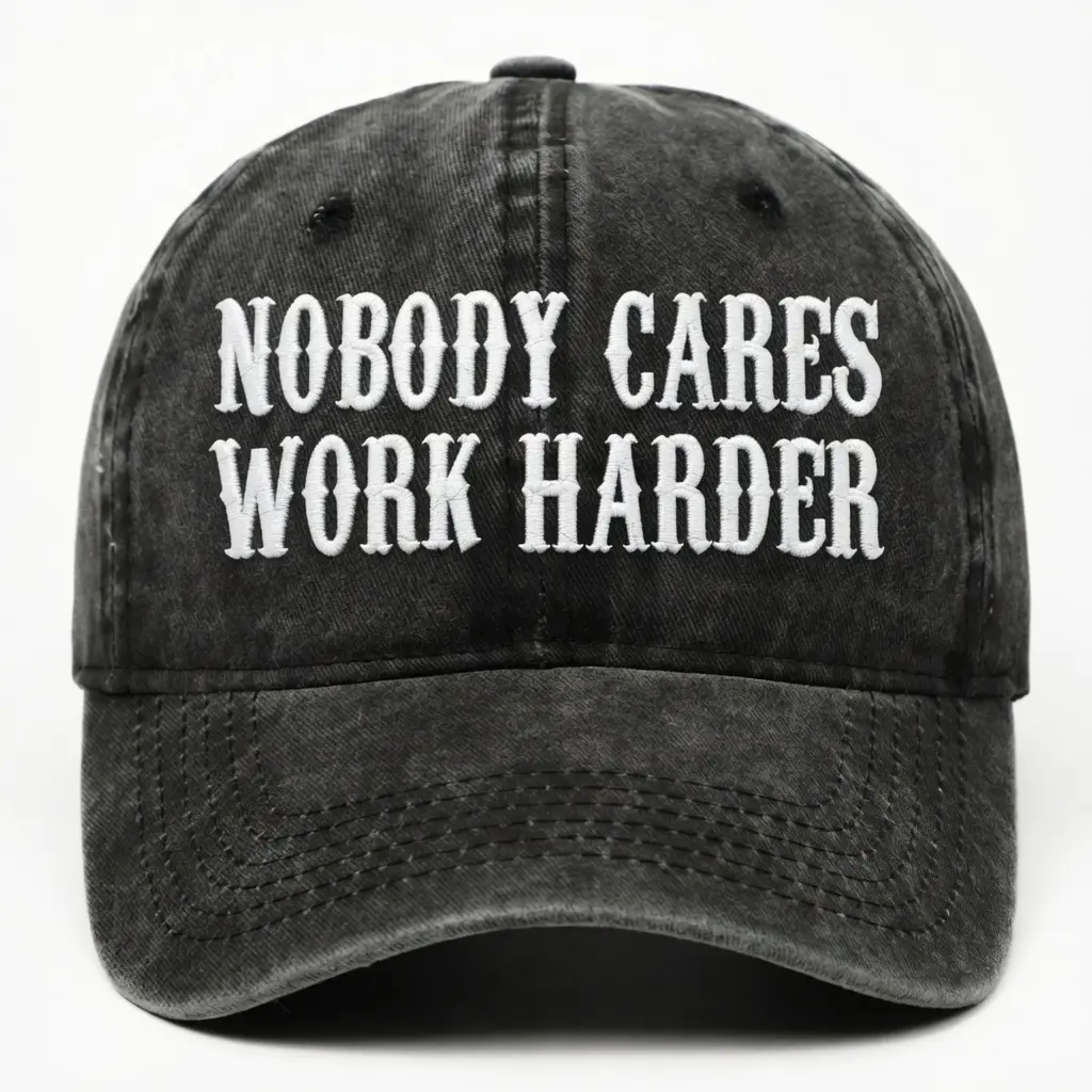 Black Nobody Cares Work Harder Vintage Washed Dad Hat  Streetwear Embroidered Baseball Cap Motivational Gym Workout Hustle Mindset Hat Trendy Distressed Cap Mens Fashion