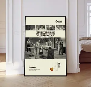 Dexter Tv Series Poster, Dexter Poster, Mid century Art, Retro Modern Poster, Black And White Poster, Vintage Movie Poster, Gift for him