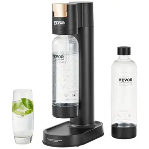 VEVOR Sparkling Water Maker, Soda Maker Machine for Home Carbonating, Seltzer Water Starter Kit with 2 BPA - free 1L PET Bottles, Compatible with Mainstream Screw - in 60L CO2 Cylinder(NOT Included) Black