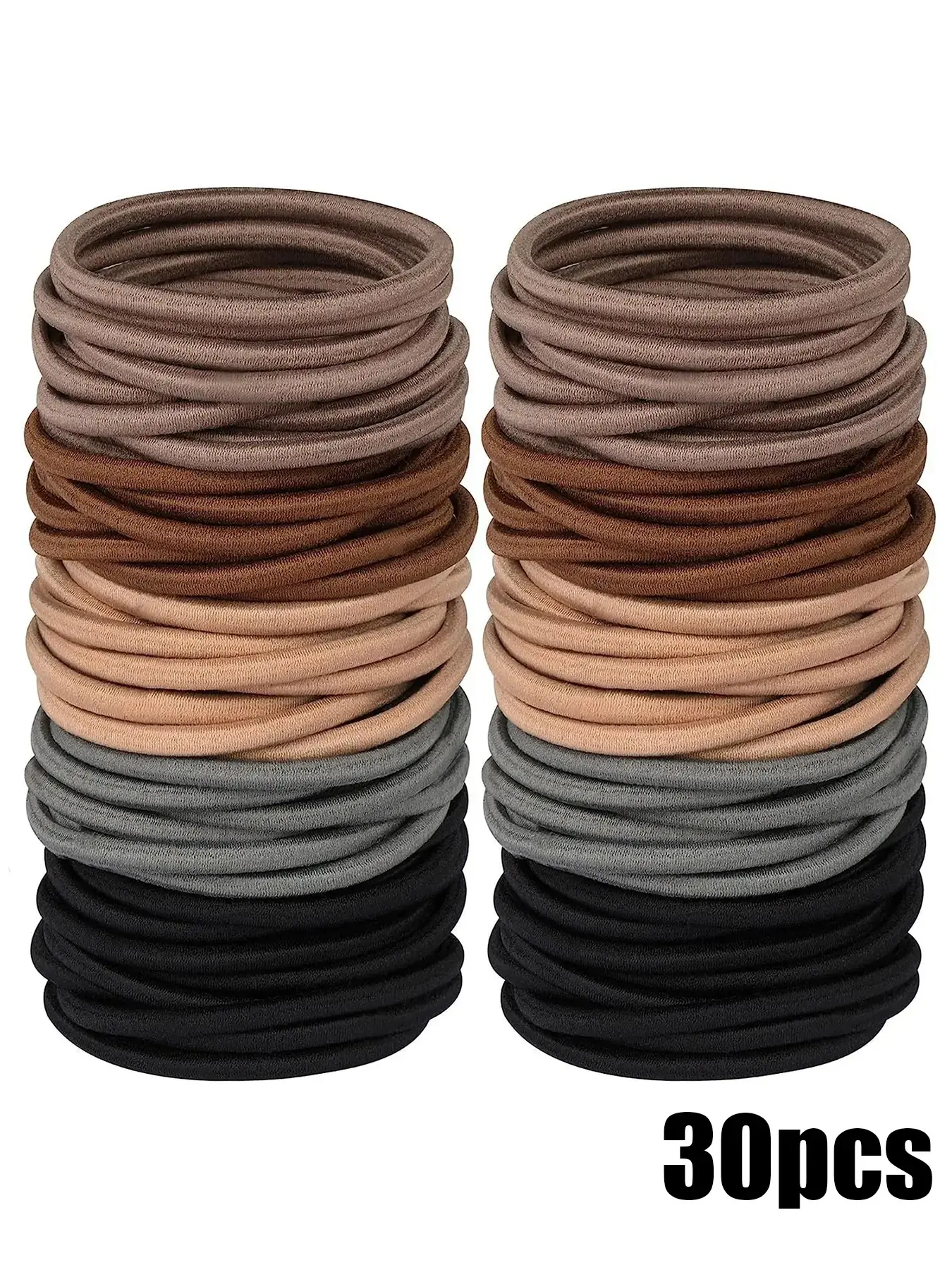 30pcs Hair Bands, Bulk Hair Ties for Thick Curls & Coarse Hair, Large Rubber Straps Provide Secure Grip, Durable Safety Accessory for All Genders, Elastic Hair Accessory, Curly Hair Accessories, Hair Styling Accessories