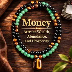Money Attraction Necklace With GreenAventurine & Tiger Eye Pendant Healing Crystal Stone ,Anniversary, Vacation &Theme Parties Jewelry Charms Abundance Crystal bracelet,Long Chain,Sweater chain,Ideal Gift Jewelry for Men and Women