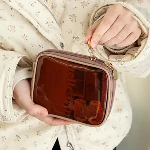 PVC Mini Portable Makeup Bag, Makeup Pouch, Travel Beauty & Cosmetics Organizer, Compact Toiletry Storage Solution for Women & Girls