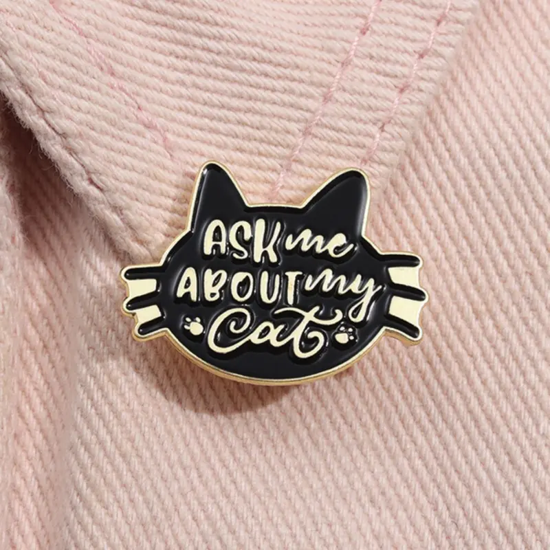 Cute Cartoon Cat Brooch Pin, Punk Style Enamel Pin, Lapel Pins, Fashion Clothes Accessories for Backpacks, Jeans, Scarves, Hats Decoration, Unisex Casual Alloy Jewelry