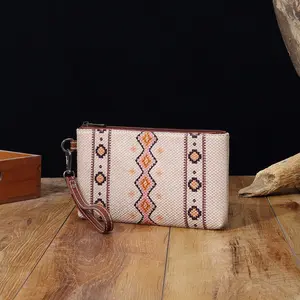 Vintage Cotton and Hemp Printed Western Women's Wallet Handbag Phone Bag Bohemian
