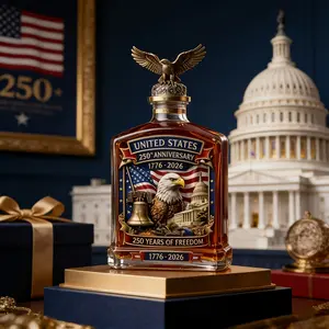 Whisky Bottle Celebrating 250th Anniversary, Includes Shot Glass for July 4th, Perfect Gift for Workplaces & Events, Ideal for Whisky Enthusiasts