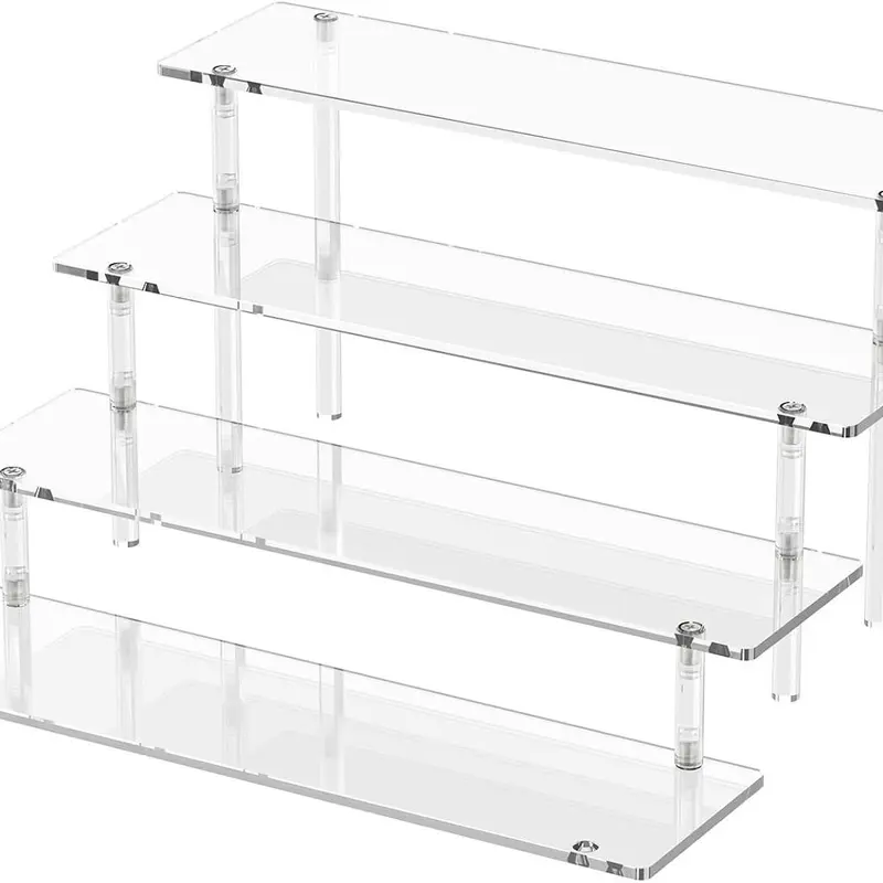 4-Tier Acrylic Display Rack - 4-Layer Organizer Storage Display Shelf, Party Serve Tiers Cologne Stand, Modern Home Decor for Action Figure & Cupcake Storage