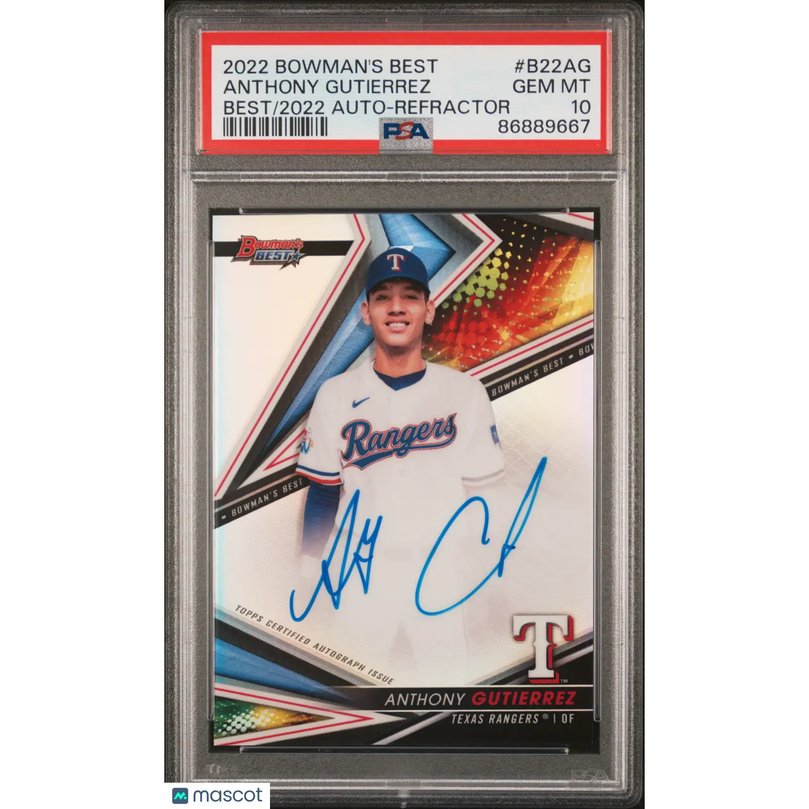 Anthony Gutierrez PSA 2022 Bowman's Best Of 2022 Autographs Refractor #B22AG 10